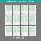 Photo Collage 2025 Calendar Printable PDF | A4 &amp; US Letter - Sunday Monday.