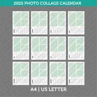 Photo Collage 2025 Calendar Printable PDF | A4 &amp; US Letter - Sunday Monday.