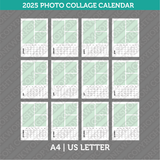 Photo Collage 2025 Calendar Printable PDF | A4 &amp; US Letter - Sunday Monday.