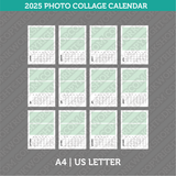 2025 Photo Collage Calendar Printable PDF | A4 & US Letter - Sunday Monday