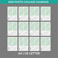 Calendar Photo Collage 2025 Printable PDF | A4 &amp; US Letter - Sunday Monday.