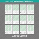 Calendar Photo Collage 2025 Printable PDF | A4 &amp; US Letter - Sunday Monday.