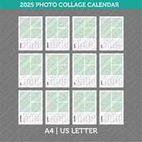 Photo Collage 2025 Calendar Printable PDF | A4 &amp; US Letter - Sunday Monday.