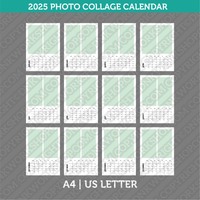 Calendar Photo Collage 2025 Printable PDF | A4 &amp; US Letter - Sunday Monday.