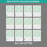 Calendar Photo Collage 2025 Printable PDF | A4 &amp; US Letter - Sunday Monday.