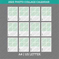 Calendar 2025 Photo Collage & Printable PDF | A4 &amp; US Letter - Sunday Monday.