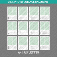 Photo Collage 2025 Calendar Printable PDF | A4 &amp; US Letter - Sunday Monday.