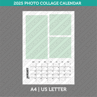 Photo Collage 2025 Calendar Printable PDF | A4 &amp; US Letter - Sunday Monday.