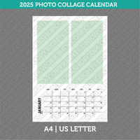 Calendar Photo Collage 2025 Printable PDF | A4 &amp; US Letter - Sunday Monday.