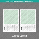 Photo Collage 2025 Calendar Printable PDF | A4 &amp; US Letter - Sunday Monday.