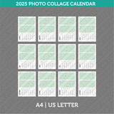 2025 Photo Collage Calendar Printable PDF | A4 & US Letter - Sunday Monday