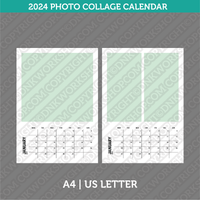 Calendar Photo Collage 2025 Printable PDF | A4 &amp; US Letter - Sunday Monday.