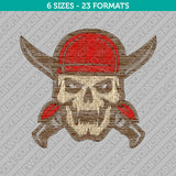 Pirate Skull Embroidery Design - 6 Sizes - INSTANT DOWNLOAD