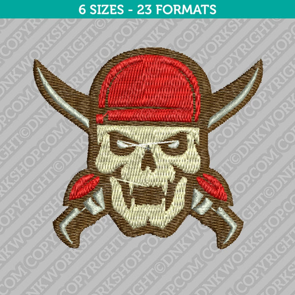 Pirate Skull Embroidery Design - 6 Sizes - INSTANT DOWNLOAD