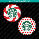 Polkadot Candy Cane Pattern Starbucks Cup SVG Tumbler Mug Cold Cup Sticker Decal Silhouette Cameo Cricut Cut File Png Eps Dxf