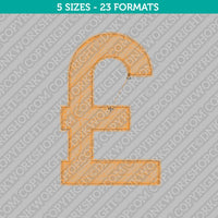 Pound Sterling Symbol Currency Sign Embroidery Design - 5 Sizes