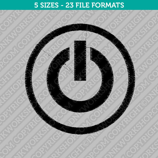 Power Off Button Embroidery Design - 5 Sizes - INSTANT DOWNLOAD