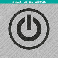 Power Off Button Embroidery Design - 5 Sizes - INSTANT DOWNLOAD