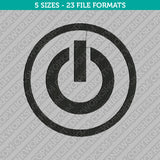 Power Off Button Embroidery Design - 5 Sizes - INSTANT DOWNLOAD