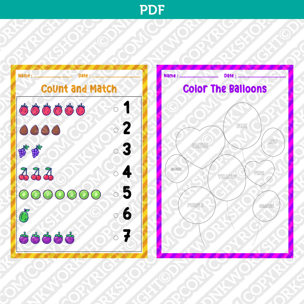 Preschool and Kindergarten Worksheets Printable PDF – DNKWorkshop