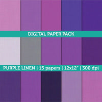 Digital Papers Scrapbooking Purple Linen Textured Paper Instant Download