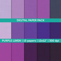 Digital Papers | Digital Scrapbooking Purple Linen Textured Paper Instant Download