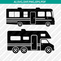 RV Motorhome SVG Vector Silhouette Cameo Cricut Cut File Clipart Png Dxf Eps