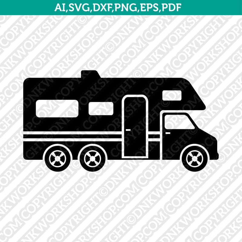 RV Motorhome SVG Vector Silhouette Cameo Cricut Cut File Clipart Png ...