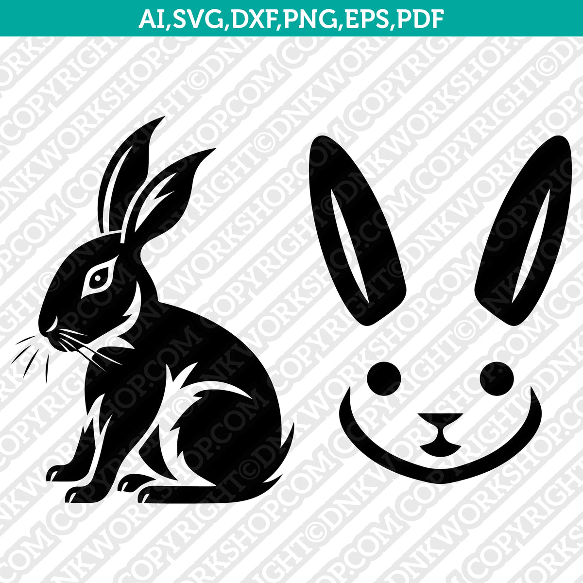 Rabbit SVG Mascot Cut File Cricut Clipart Silhouette Png – DNKWorkshop