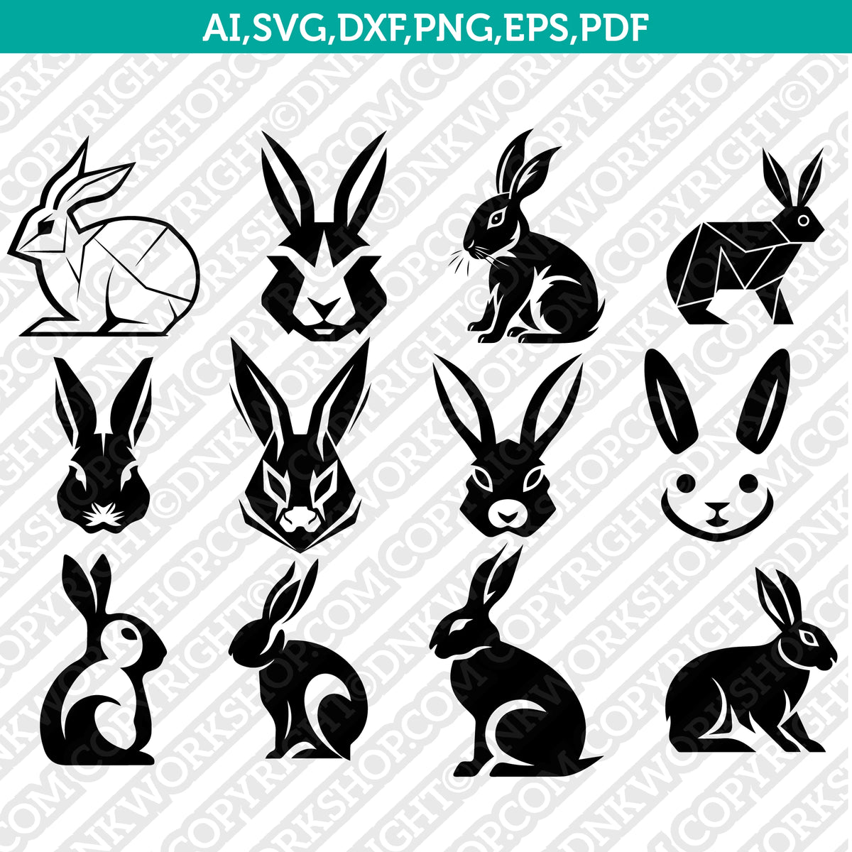 Rabbit SVG Mascot Cut File Cricut Clipart Silhouette Png – DNKWorkshop