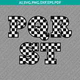 Racing Checkered Flag Letters Fonts Alphabet Birthday Party SVG Vector Silhouette Cameo Cricut Cut File Clipart Png Dxf Eps