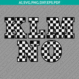 Racing Checkered Flag Letters Fonts Alphabet Birthday Party SVG Vector Silhouette Cameo Cricut Cut File Clipart Png Dxf Eps
