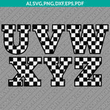 Racing Checkered Flag Letters Fonts Alphabet Birthday Party SVG Vector Silhouette Cameo Cricut Cut File Clipart Png Dxf Eps