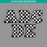 Racing Checkered Flag Letters Fonts Alphabet Birthday Party SVG Vector Silhouette Cameo Cricut Cut File Clipart Png Dxf Eps