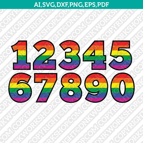 Rainbow Numbers first second third fourth fifth 1st 2nd 3rd 4th 5th birthday party  SVG Vector Cricut Cut File Clipart Png Eps Dxf