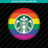 Rainbow Starbucks SVG Tumbler Mug Cold Cup Sticker Decal Silhouette Cameo Cricut CutFile Png Eps Dxf