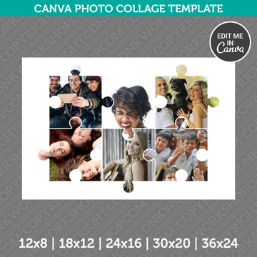 Rectangular jigsaw puzzle collage template design