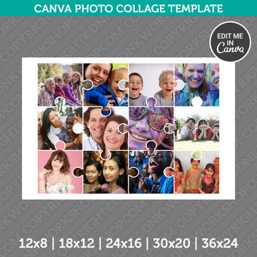 Rectangular Jigsaw Puzzle Photo Collage Template