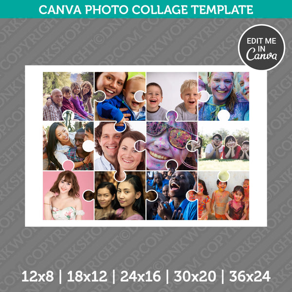 Rectangular Jigsaw Puzzle Photo Collage Template PDF Canva