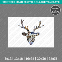 Reindeer Head Photo Collage Template Canva PDF