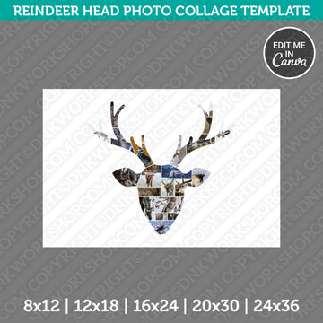 Reindeer Head Photo Collage Template