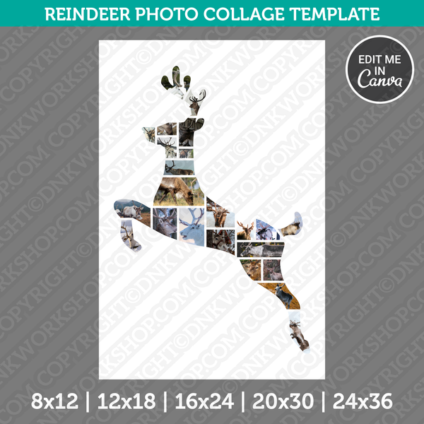 Reindeer Photo Collage Template Canva PDF