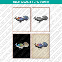 Retro Classic Vintage Printable Wall Art Watercolor Painting Animal Himalayan Monal Bird