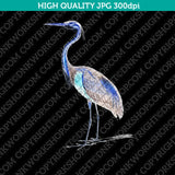 Classic Vintage Printable Wall Art Painting Bird Purple Heron Digital Download