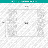 Rose Floral Flower Gate Fold Wedding Invitation  Leaves Leaf Template Quinceanera Christening Silhouette Cameo Cricut SVG Clipart Png Eps Dxf Laser CutFile