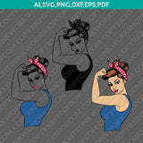 Rosie The Riveter Girl Power SVG Cut File Cricut Vector Sticker Decal Silhouette Cameo Dxf PNG Eps