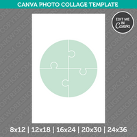 Round Jigsaw Puzzle Photo Collage Template Canva PDF