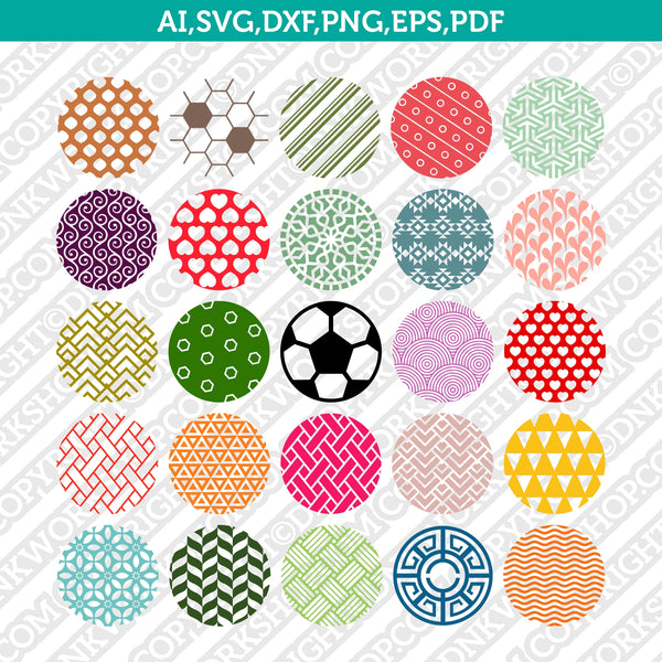 25 Round Keychain Patterns Backgrounds - Key Ring Patterns SVG Laser Cut File Cricut Dxf Eps Png Pdf NS02