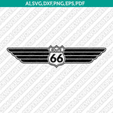 Route 66 Wings SVG Vector Silhouette Cameo Cricut Cut File Clipart Png Dxf Eps