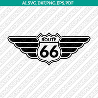 Route 66 Wings SVG Vector Silhouette Cameo Cricut Cut File Clipart Png Dxf Eps